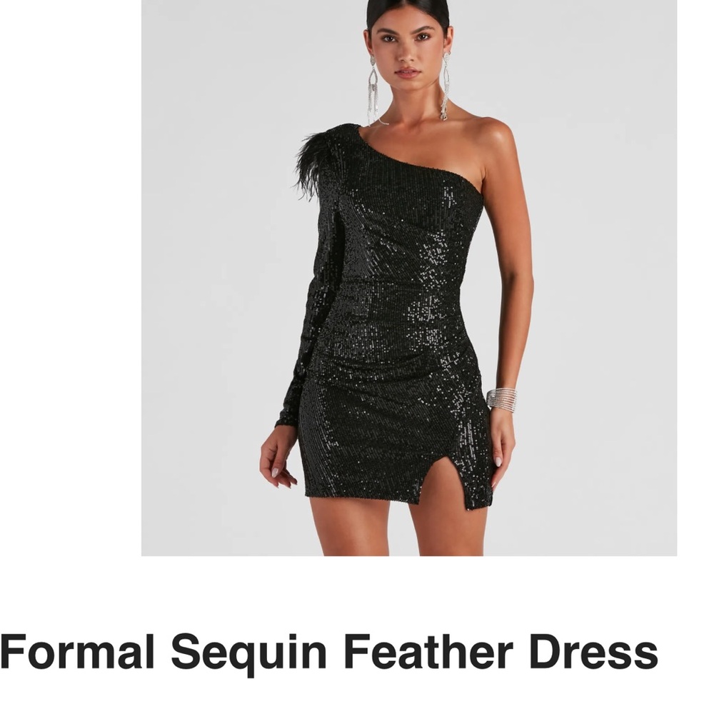 Elegant Black Sequin One-Shoulder Dress